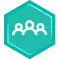 Icon of three people grouped together, representing a team or group.