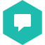 Teal hexagon with a white speech bubble, representing chat or messaging support.